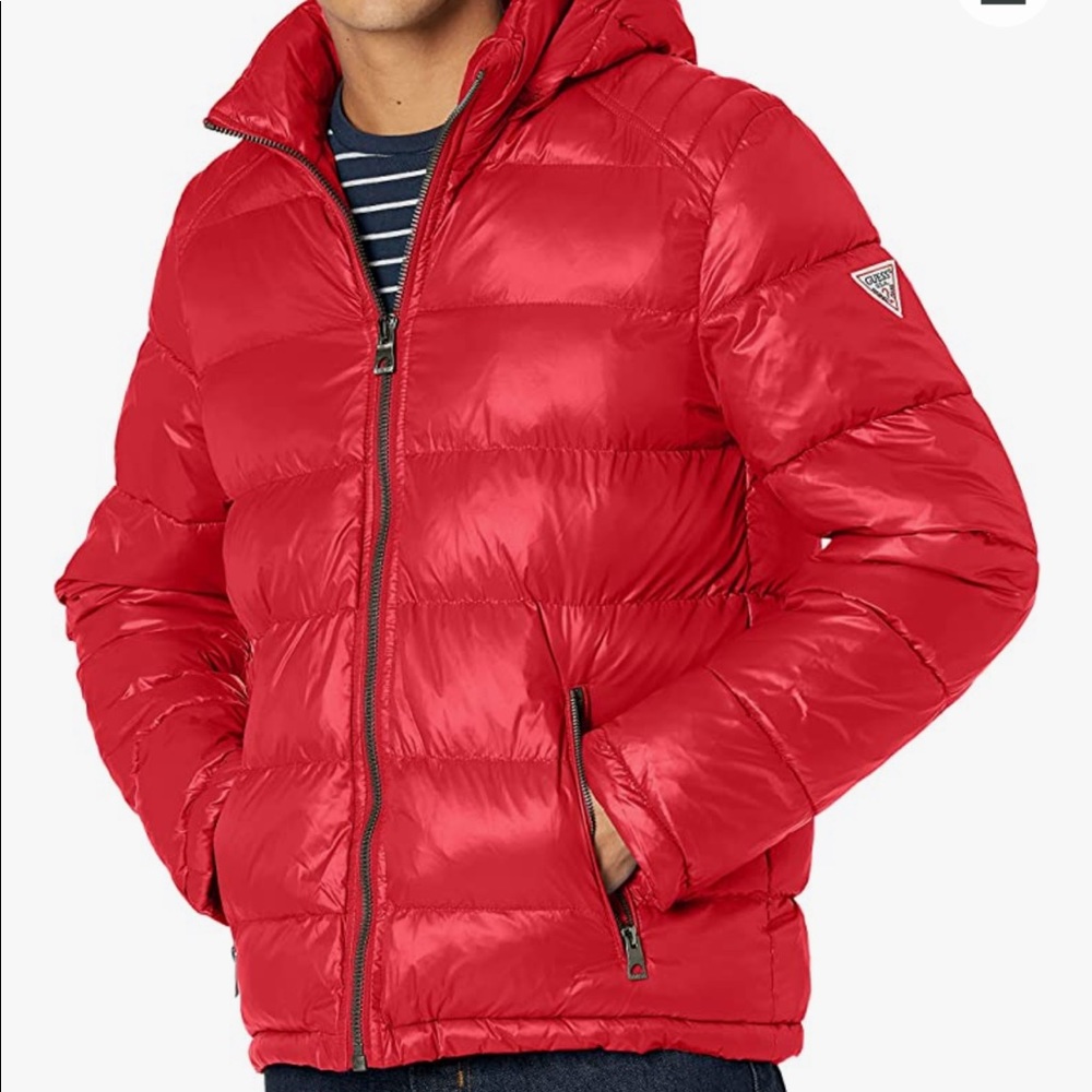 Guess red puffer jacker